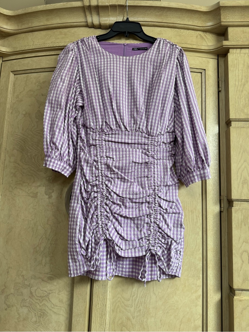 Zara Lavender and White Gingham Mini Dress